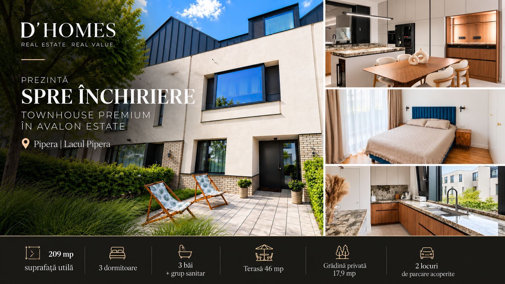 For Rent | Premium 3-Bed Townhouse | 210 sqm | Avalon Estate - Poză 1