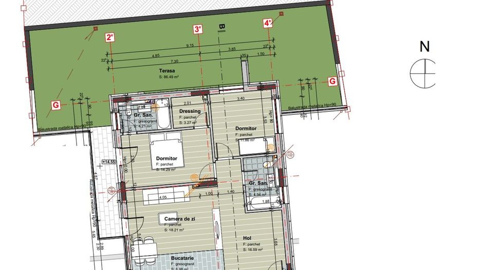 Apartament 3 camere cu terasa de 86 m2 in apropiere de parcul Central - Poză 6