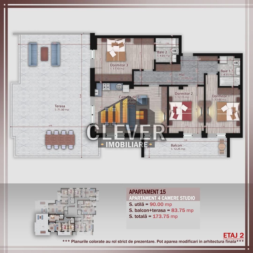 Apartament 4 camere | 173,75 mp total | Terasă 71,50 mp | Comision 0% - Schiță 8