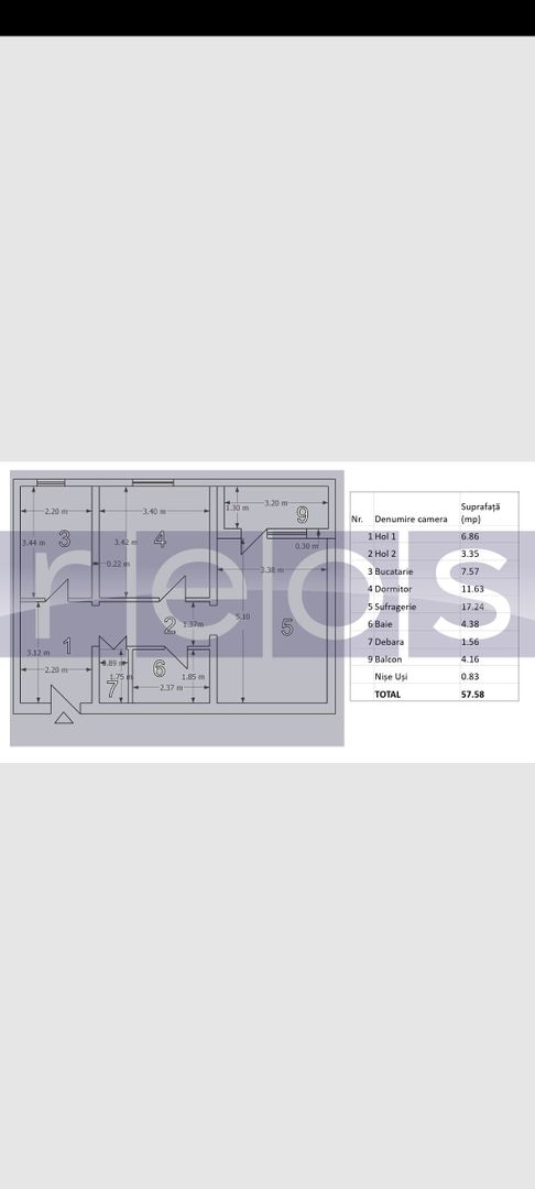 DE VANZARE APARTAMENT 2 CAMERE 58 MP POLONA | DECOMANDAT | METROU - Schiță 7