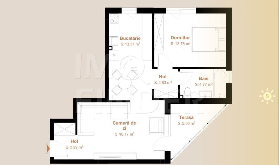 Comision 0%-  2 camere 55.71 mp, zona VIVO - Poză 2