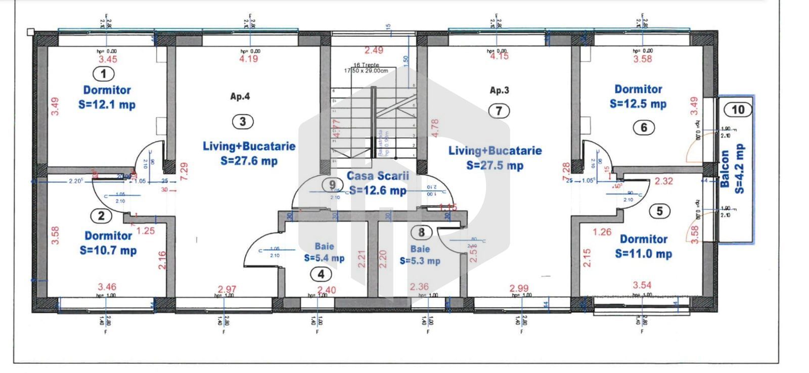 Apartament 3 camere 2 locuri de parcare zona Turnisor - Schiță 3