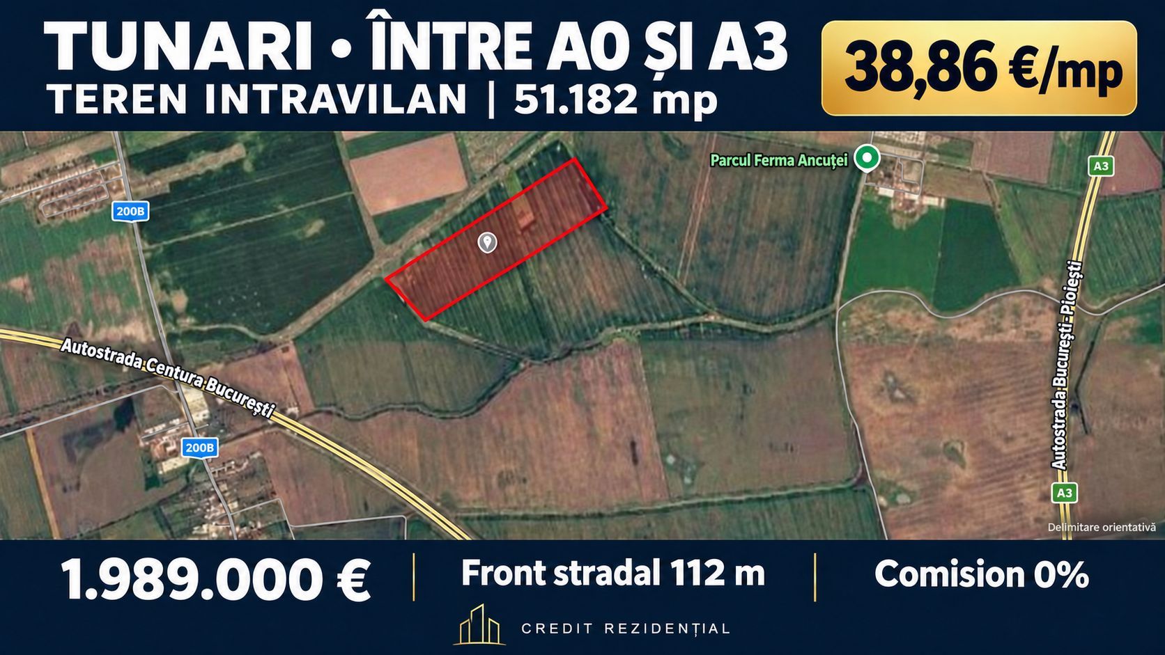 Teren intravilan Tunari | 51.182 mp - Pozitie strategica - Poză 1