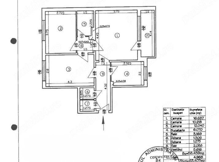 Apartament 3 camere semidecomandat, mobilat și utilat modern - Poză 7