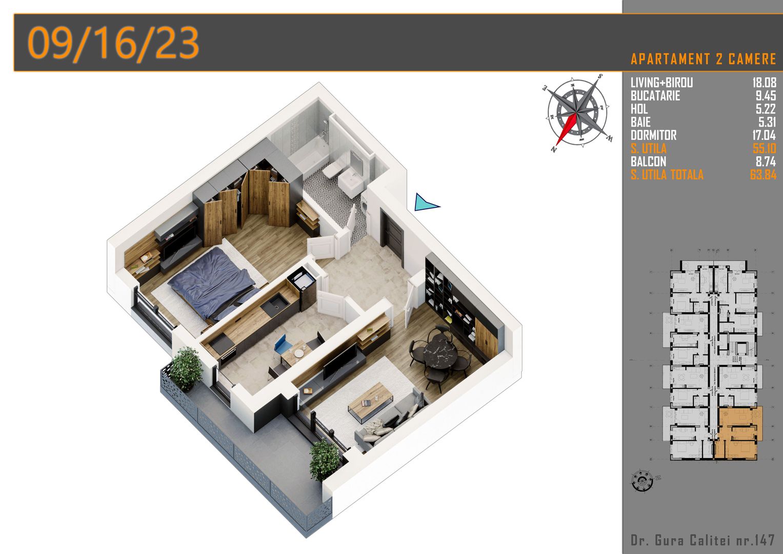 2 camere  - parcare bonus - Titan Pallady comision 0% - Schiță 8