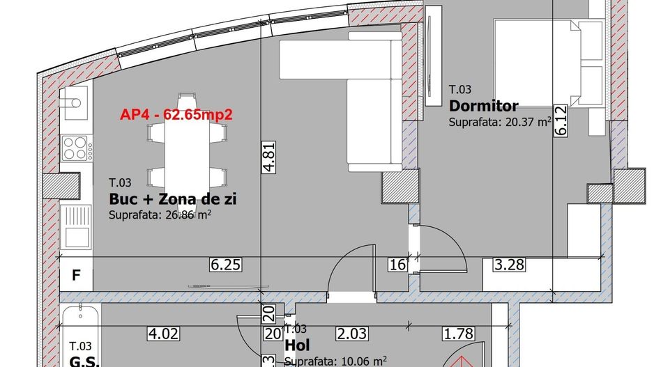 Apartament cu 2 camere, etaj 1, bloc NOU, VASLUI zona NORD, cu plata în RATE; - Schiță 2
