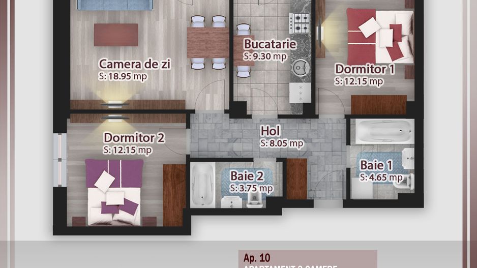 3 camere parcare bonus  -oferta lansare proiect Pallady - Schiță 7