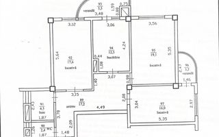 De vânzare I Apartament cu 3 camere I Variantă Albă | Buiucani I Alba Iulia - Schiță 3