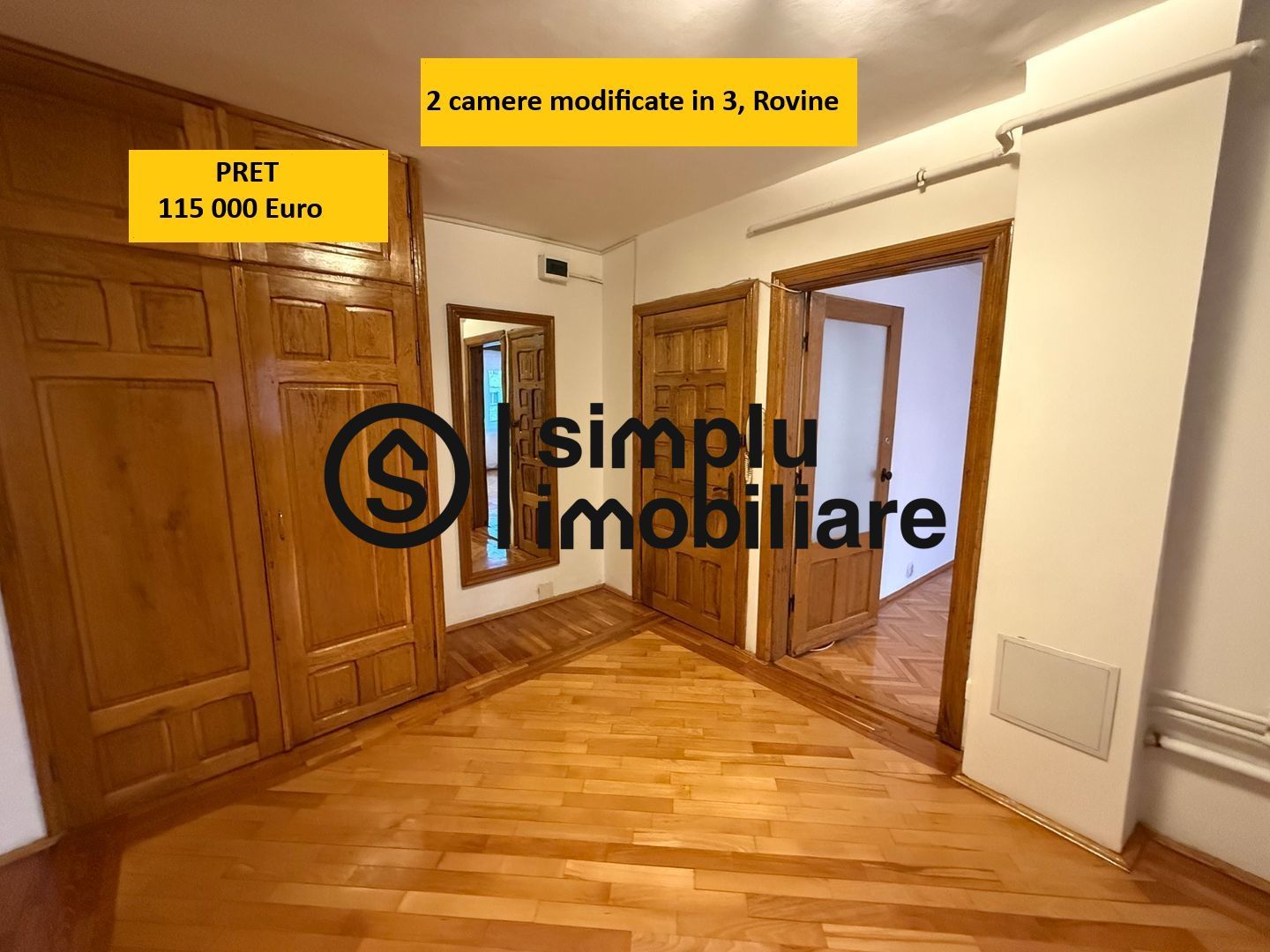 2 camere modificate in 3, etaj 2/4, centrala, Rovine - 115 000 Euro - Poză 20