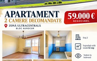 APARTAMENT 2 CAMERE DECOMANDATE, ETAJ 2, ULTRACENTRAL – BLOC AUROCOR;