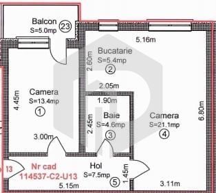 Apartament 2 camere lux Calea Cisnadiei Mandra - Schiță 8