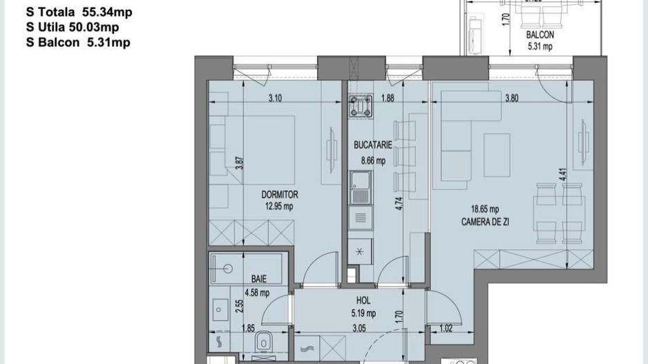 Apartament 2 camere I Nusco City Faza 2 I 159500 + Tva - Poză 7