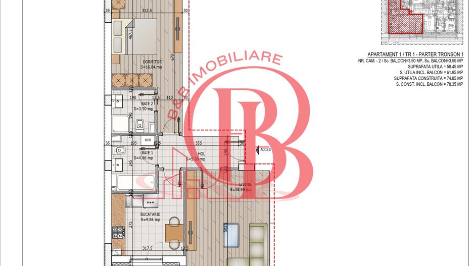 2 camere cu 2 bai Titan Pallady Metrou N. Teclu Direct Dezvoltator - Schiță 10
