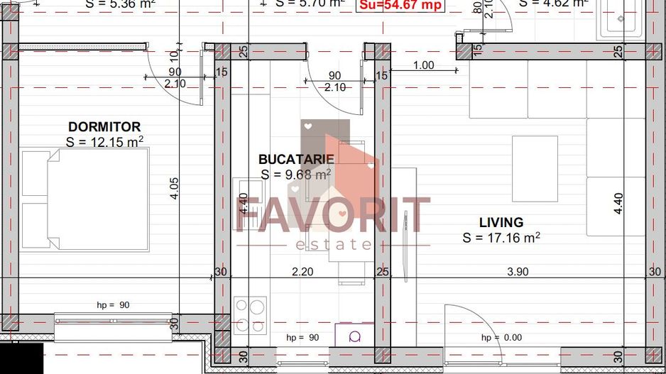 Etaj 2. Disponibil imediat. Decomandat. TVA 21% inclus in pret - Schiță 13