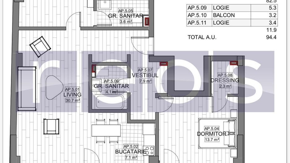 VANZARE APARTAMENT 3 CAMERE | LIZEANU | BLOC NOU | PARCARE | TERASA - Schiță 21