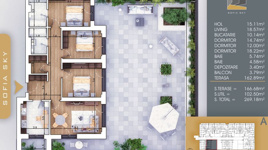 4 camere cu terasa de 165 mp Titan Pallady  7 min Metrou Nicolae Teclu - Schiță 5