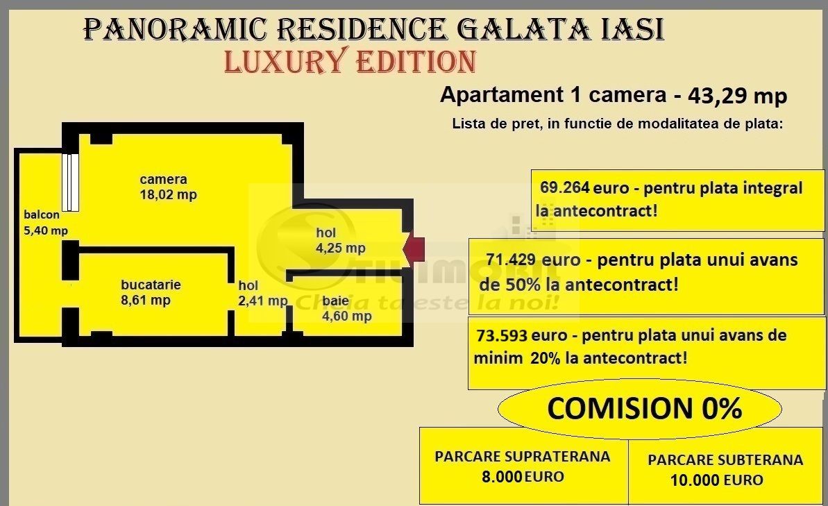 Apartament decomandat de vanzare in Iasi, Galata, 43,29 mp, bloc nou - Poză 2