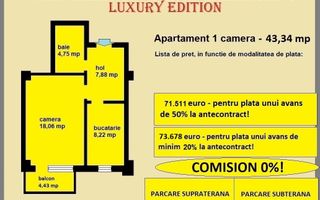 Apartament 1 camera de vanzare in Iasi, Galata, 43,34 mp, bloc nou - Poză 13