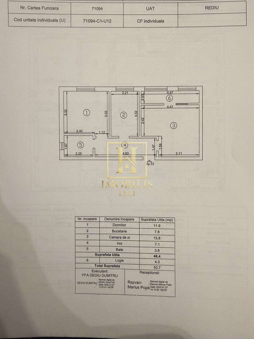 Apartament 2 camere, 51 mp, 96.000euro+loc parcare-Pacurari-Rediu - Poză 12
