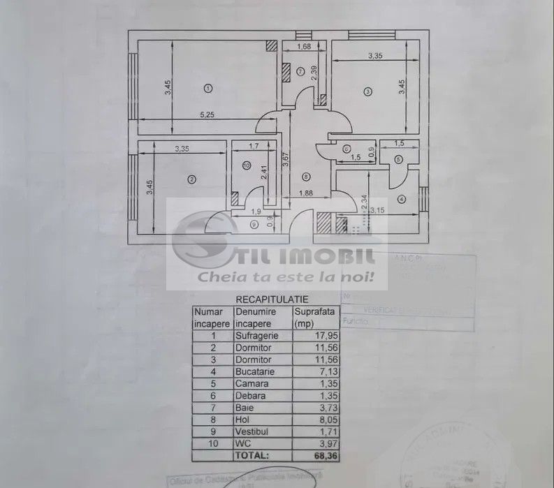 Apartament cu 3 camere, 2 bai, 69 mp - Tatarasi - 110.000 euro ! - Schiță 1