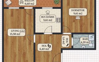 Apartament de 2 camere, decomandat, et .3 in aprpiere de Parcu Sub Arini!! - Poză 1