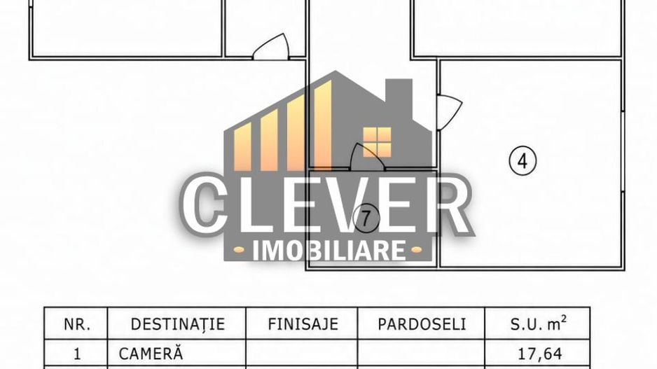 Apartament 4 camere Mobilat Metrou 1 Decembrie 1918 - Schiță 9
