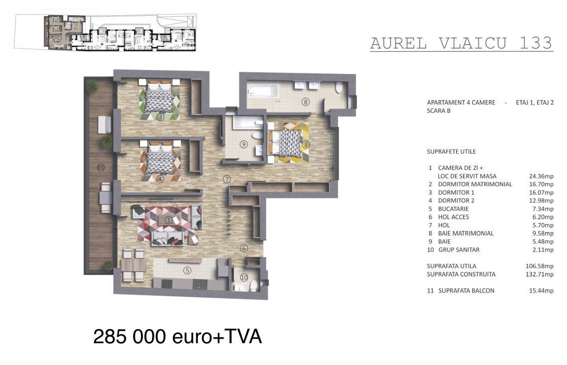 Apartament 4 camere Polona | Aurel Vlaicu - Schiță 9