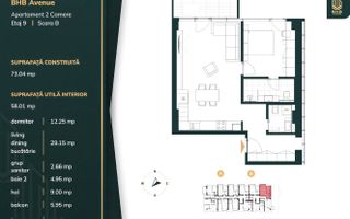 Apartament 2 Camere cu parcare inclusă în complexul BHB Avenue - Schiță 23