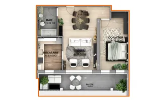 Apartament 2 camere intabulat, logie 14 mp, etaj 1 | DaVinci Homes - Schiță 15