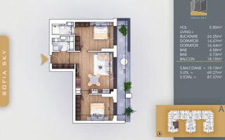 3 camere finalizare rapida 700 metri M Nicolae Teclu Titan Pallady - Schiță 5