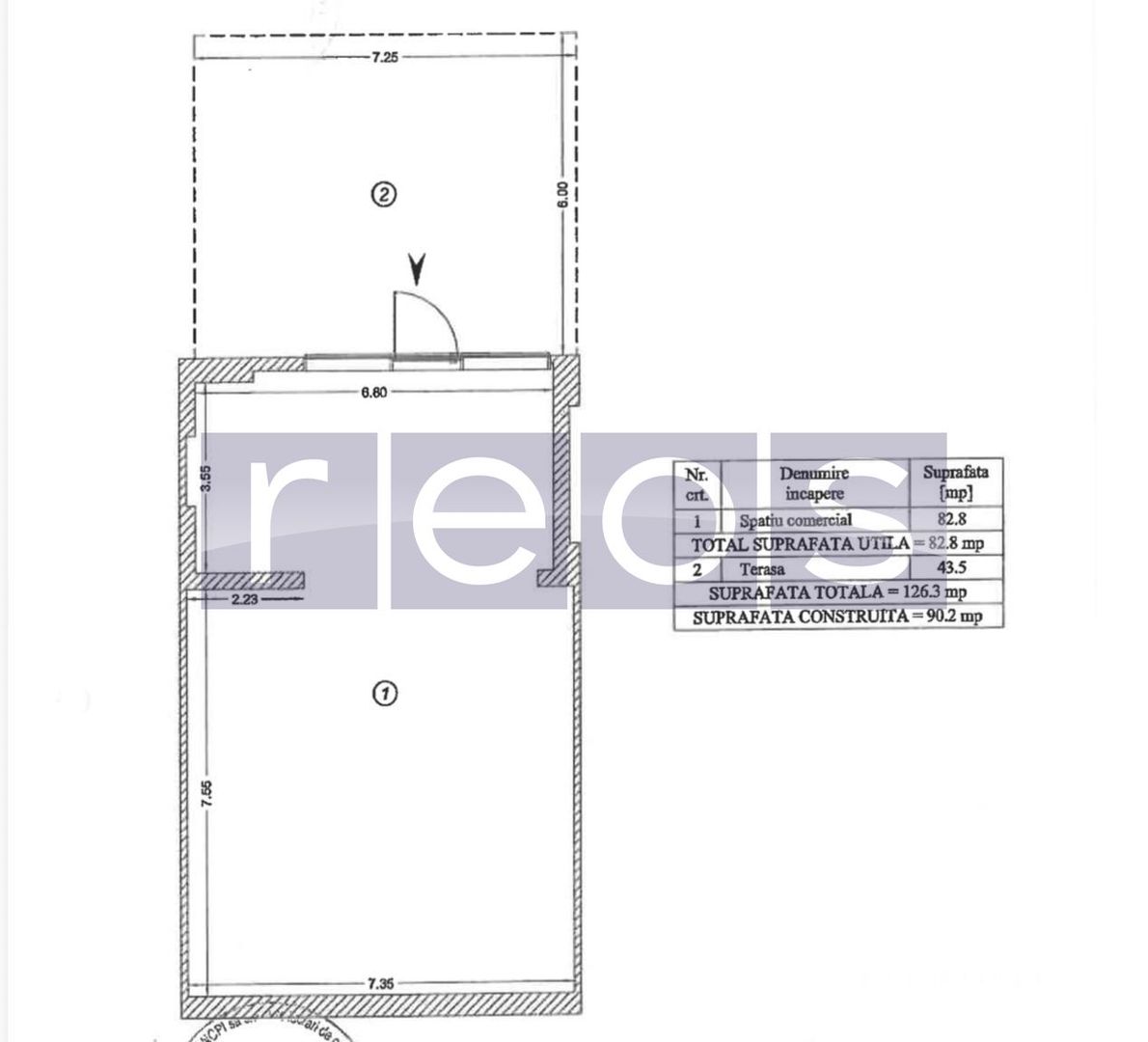INCHIRIERE SPATIU COMERCIAL | COTROCENI | 82 MP | TERASA 43.5MP | - Schiță 8