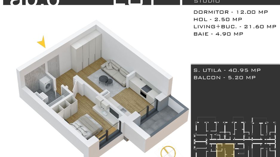 2 camere  -parcare inclusa -proiect nou -Pallady - Schiță 11