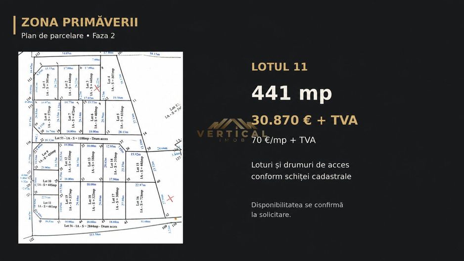Teren intravilan 441 mp | Zona Primăverii | 30,870 € + TVA - Poză 2