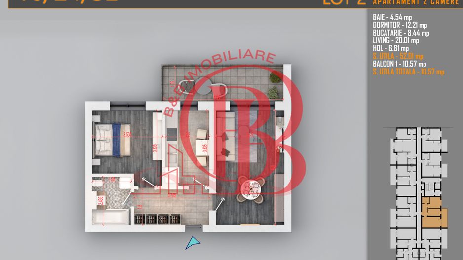 Apartament Decomandat 2 camere - Th. Pallady Metrou N. Teclu - Schiță 7