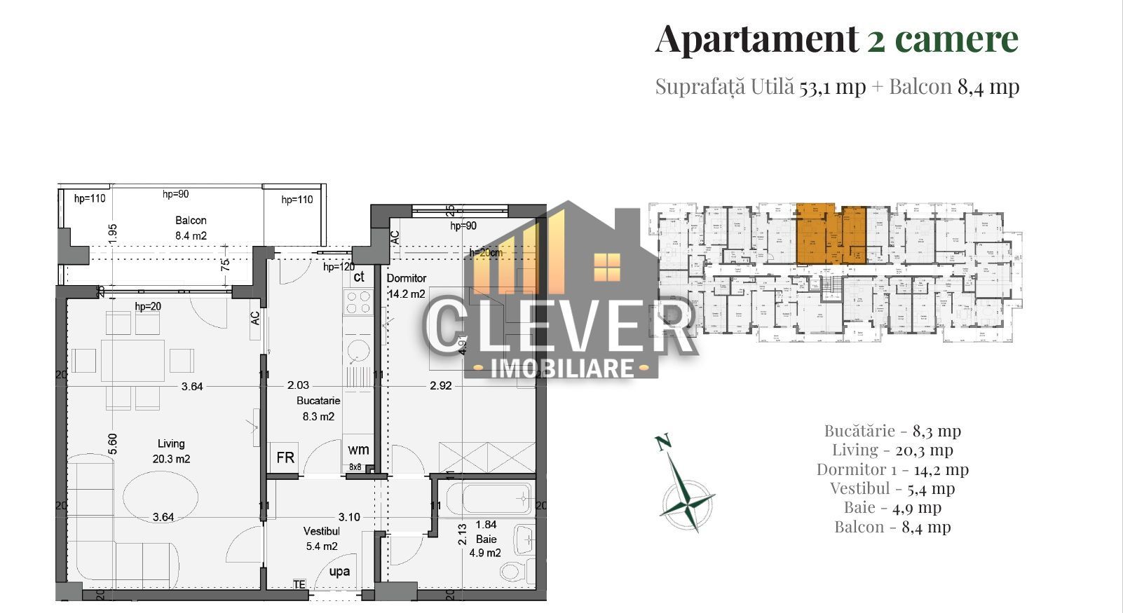2 camere modern Pallady, balcon mare, etaj intermediar - Poză 2