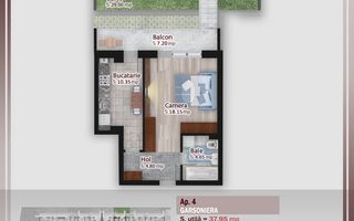 Garsoniera cu gradina -oferta lansare proiect Pallady - Schiță 1