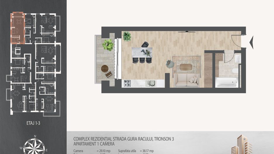 GARSONIERA,IDEAL INVESTITIE / SCOALA BRAUNER,METROU TECLU! - Poză 3