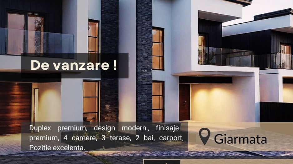 Duplex P+E cu 4 camere si garaj in Giarmata,  comision 0% - Poză 1