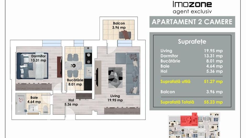 Metrou Pacii | Militari | 2 Camere | 55 mp Utili |  Balcon | Bucatarie Inchisa - Poză 14