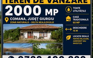 Teren 2000 mp de vânzare – Comana, deschidere la lac, aproape de Parcu - Poză 1
