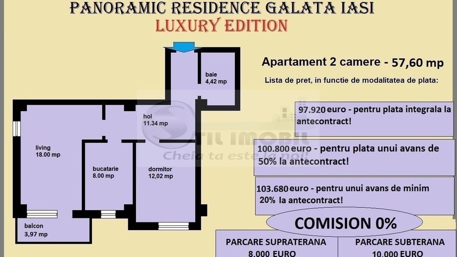 Apartament 2 camere de vanzare in Iasi, Galata, 57,60 mp, bloc nou - Poză 2