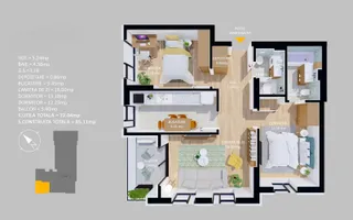 VANZARE APARTAMENT LA CHEIE | 3 CAMERE | 72MP | TERASA | PARCARE - Schiță 12