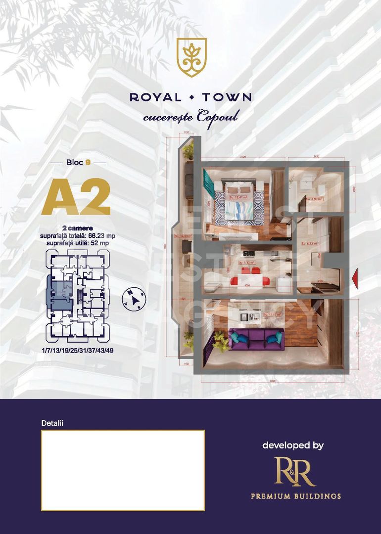 Apartament cu 2 camere, de tip A2 - Royal Town Copou - Poză 1