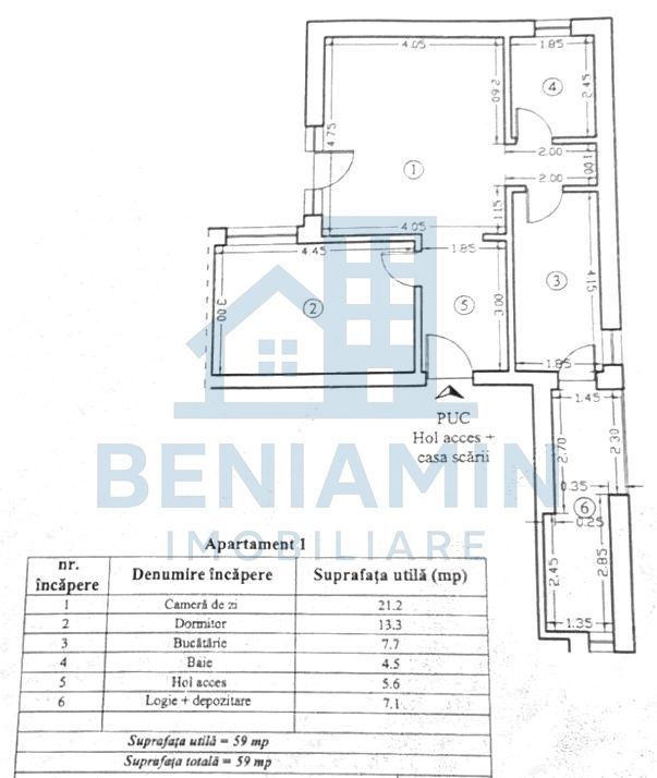 Apartament 2 camere loc parcare -parter -Tractorul-59mp-Coresi - Schiță 8