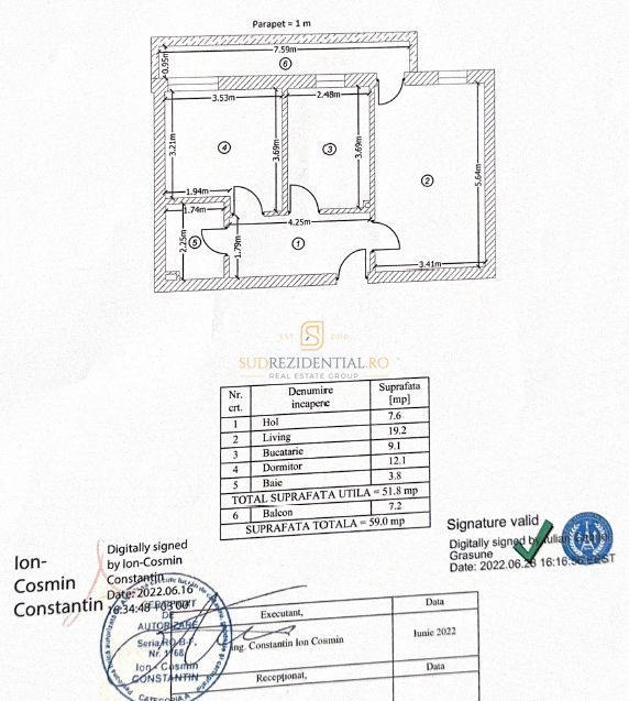 Apartament 2 camere, decomandat, metrou Berceni, Comision 0% - Schiță 12