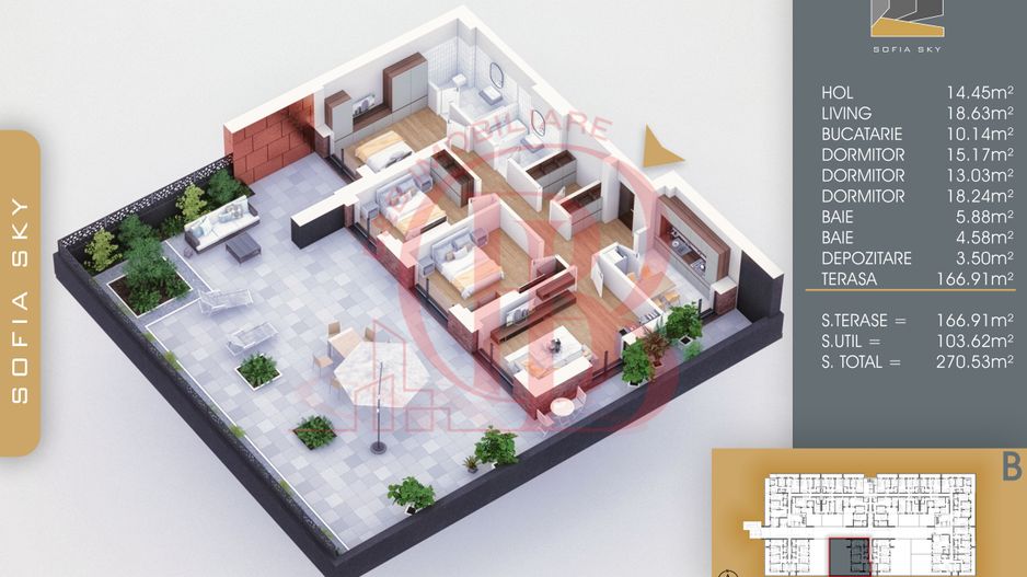 Titan-Pallady 4 camere cu terasa generoasa Bloc Finalizat - Schiță 2
