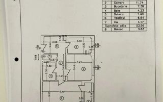 2 camere 58 MP |2 bai - Boiler| Ozana/Titan/1 Decembrie 1918| Sector3 - Schiță 8