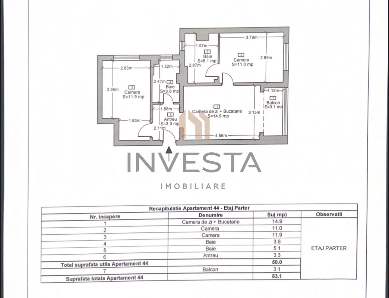 Apartament 3 camere ultrafinisat Grigorescu! - Schiță 8