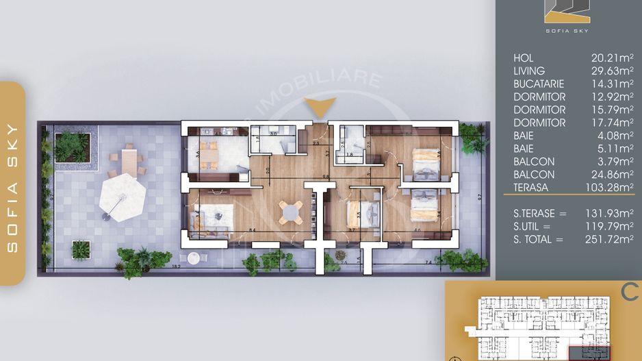 4 camere cu 2 terase mari Bucatarie 14mp la 7min Metrou - Schiță 10
