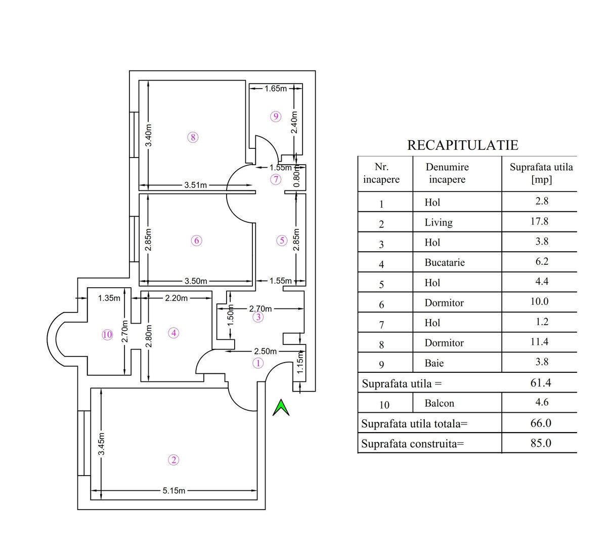 Apartament 3 camere, mobilat si utilat, etaj 3, zona CARTIER; - Poză 12